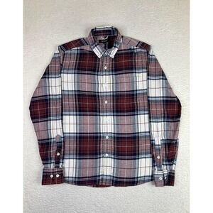 Proof Shirt Mens Medium Red Plaid Stretch Flannel Long Sleeve Button Up Casual